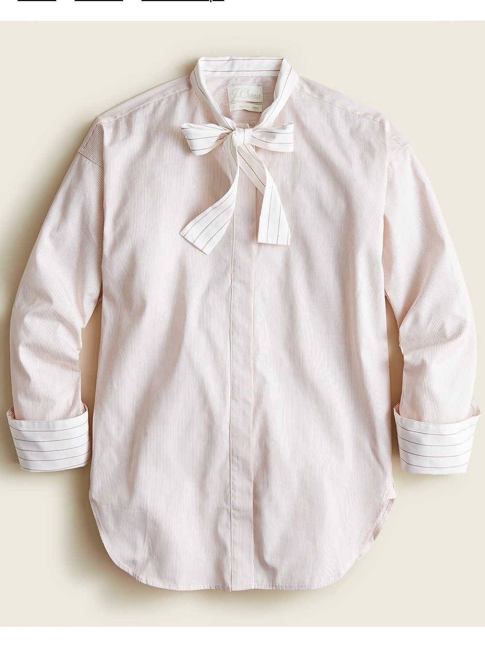 Thomas Mason for J. Crew Relaxed Tie Neck Bow Button-Down Shirt in Stripe